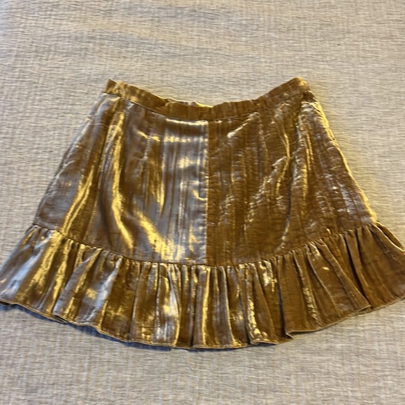 Loveshackfancy golden brown velvet mini skirt sz 4 - Picture 3 of 4